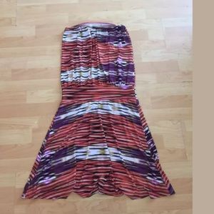 Veronica M Multicolor Strapless Striped Dress